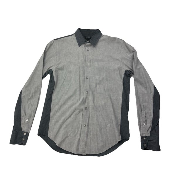 Rag & Bone Mens M Slim Fit Light Dark Gray Dual Tone Long Sleeve Button Up Shirt - Picture 1 of 8